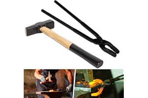 DEARCHAN Upgraded Blacksmith Wolf Jaw Tong & Professional Blacksmiths’ Hammer Set, Replace OEM#0000811-1000 Cross-Peen Swedish Pattern Hammer (15 inch set)
