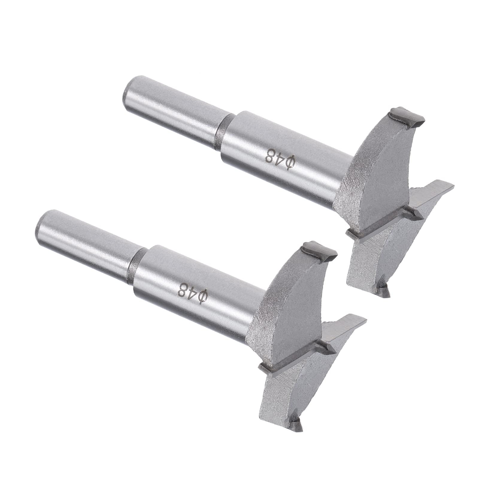 Kozelo 2pcs Forstner Drill Bits - [48mm] Tungsten Carbide Auger Opener for Wood Furniture Hinge Woodworking Use, Hex Shank, Gray