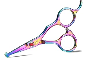 DRGSKL Small Dog Grooming Scissor -Rainbow Nose Hair Scissors with Safe Round Tips, Pet Scissors for Detailed Trimming, Japanese Stainless Steel,Ideal Gift
