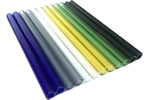 YEESEOK Glass Tubes 12 Piece, 6 Inch Long, OD 10 mm, Thickness 1.5 mm, Colorful Industrial Borosilicate Glass Tubing for Short Cup (10mm-6IN-Multiple Colors)