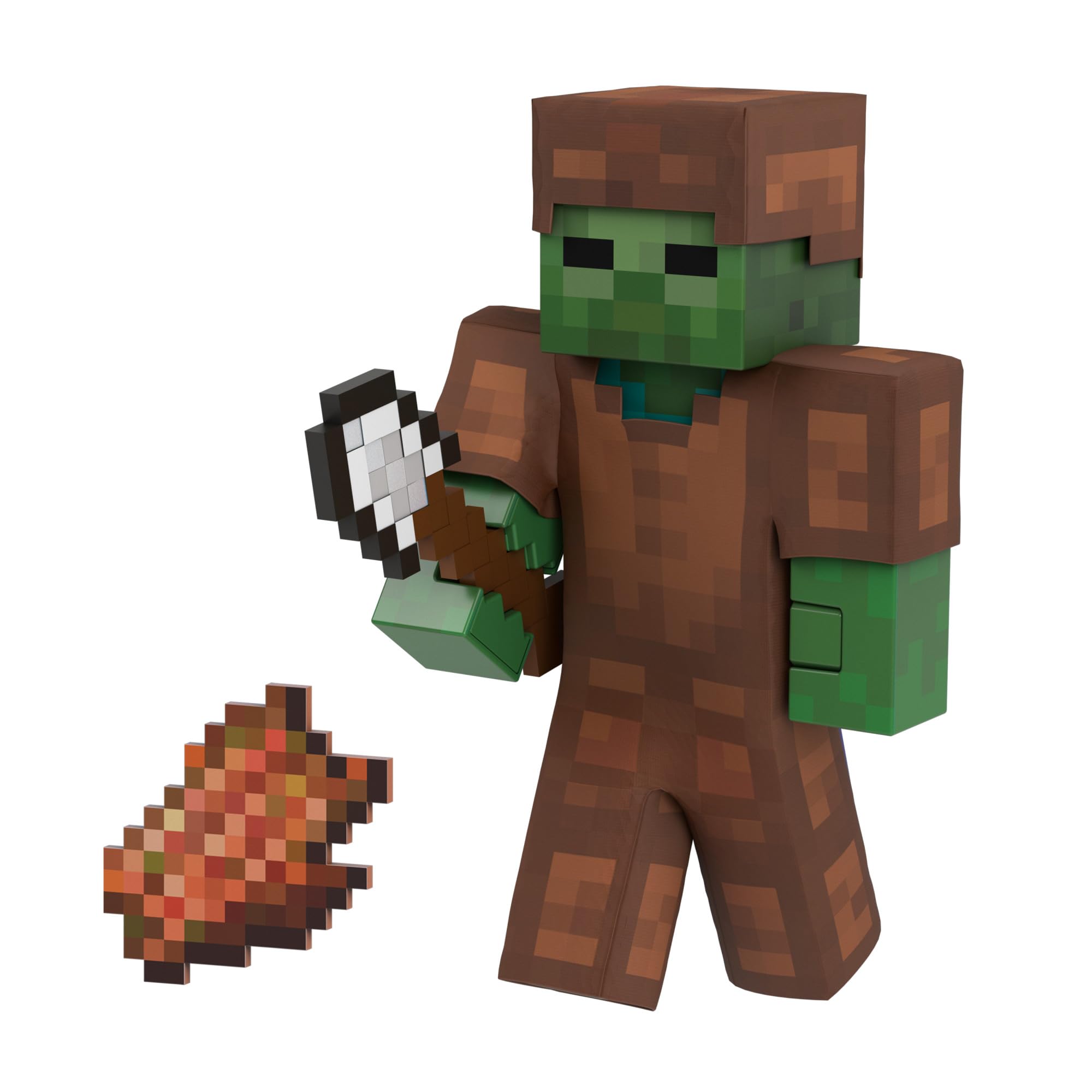 Minecraft Diamond Level Zombie Action Figure with 4 Accessories, 5.5-in Collector Scale & Pixelated Design, HTM05