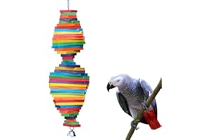 KINTOR Bird Chewing Toy Large Medium Parrot Cage Bite Toys African Grey Macaws Cockatoos Eclectus Amazon (Rainbow-23.2inch)