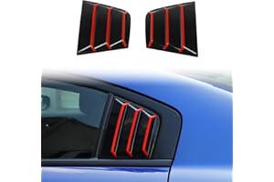 JWWY for Charge Side Window Louvers Air Vent Scoop Shades Cover Blinds ABS for 2015-2021 Dodge Charger 2PC Black & Red