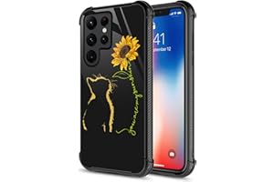 CARLOCA Compatible with Samsung Galaxy S22 Ultra Case,Yellow Cat Sunflower Samsung Galaxy S22 Ultra Cases Graphic Design Shoc