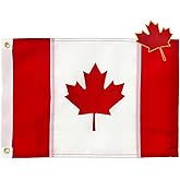 Canadian Boat Flag 12x18 Inches Heavy Duty Embroidered Small Canadian Flag Outdoor Double Sided Canada Maple Leaf Flags with Sewn Stripes 2 Brass Grommets