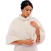 Sakytal Women's Weddings Faux Fur Shawl Bride Fur Stole Cape Evening Dresses Faux Wrap for Bridal