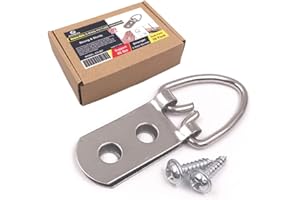 Comdox D Ring Picture Hangers with Screws - 50 Pack Pro Quality Heavy Duty Picture Hooks - 2 Hole, Picture Frame Hardware