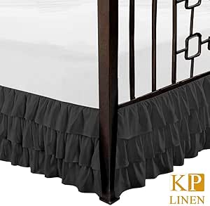 Amazon.com: KP Linen Dust Ruffle Bed Skirt Split Corner ...