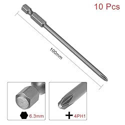 uxcell 10pcs 100mm 1/4" Hex Shank 4mm PH1 Magnetic