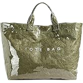 Caistre Women's PVC Tote Handbags Shoulder Bag Winter Fall Fashion Kraft Paper Tote Bag Y2K Large Shopping Bag