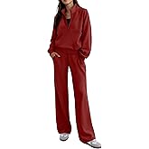 SHESHOW Women 2 Piece Outfits Set Half Zip Sweatshirts Wide Leg Sweatpant Matching Set Tracksuit with Pockets XS-XXL