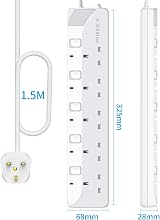 PIBEEX 5 Way Extension Lead 1.5M UK Plug 13A Fused Individual Switches view 7