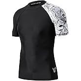 HUGE SPORTS Men's Splice UV Sun Protection UPF 50+ Skins Rash Guard Short Sleeves