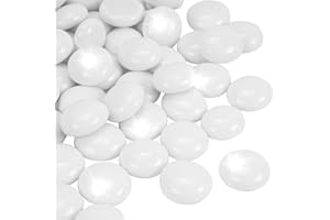RUOJAS 1LB White Flat Glass Marbles for Vases, Gemstone Beads Vase Filler Decorative Glass Pebbles for Fish Tank, DIY Crafts, Aquarium Decor Rocks