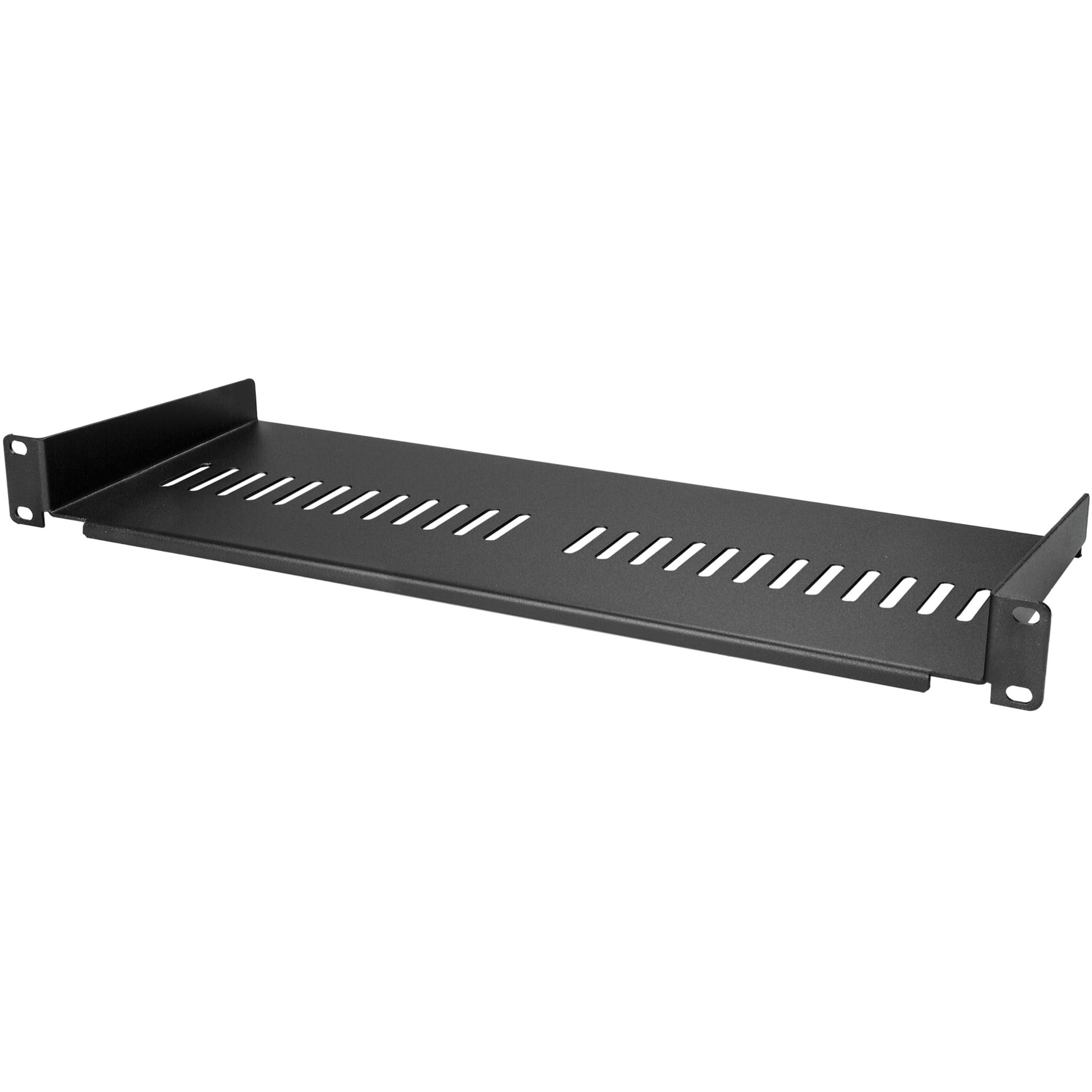 StarTech.com 1U Server Rack Shelf - Universal Vented Rack Mount Cantilever Tray for 19" Network Equipment Rack & Cabinet - Heavy Duty Steel - Weight Capacity 44lb/20kg - 7" Deep Shelf (CABSHELF1U7V)