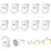 JINGZHAN Magnetic Hooks Small But Strong,12 Pack 8Lbs Holding Capacity | Tiny,White Magnets Hooks for Hanging String Light, Ornaments, Jewelry, Keys. Mini Magnetic Hooks for Fridge,Ceiling,Cabinet