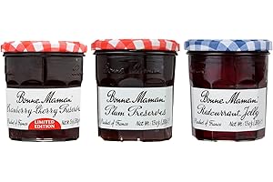 Bonne Maman Holiday Variety Pack (Cranberry-Cherry Preserves, Plum Preserves and Redcurrant Jelly), Pack of 3