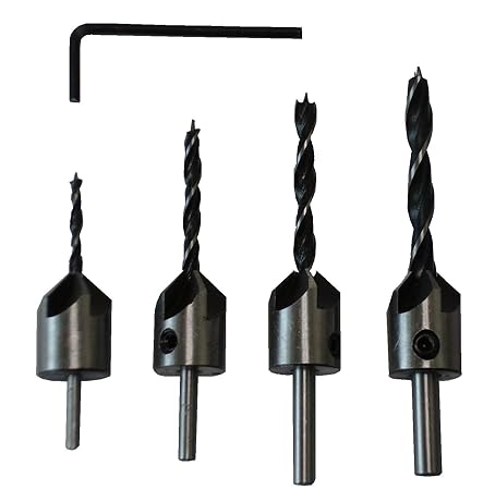 面取り 木工用ドリル 皿錐 皿取錐 3,4,5,6mm 4本セット