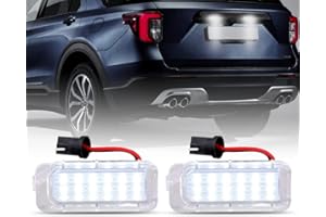 RARYLOY LED License Plate Light Tag Lamp Assembly Compatible with 2009-2018 Ford Explorer Escape Fusion Fiesta Expedition Lincoln MKC, Rear License Tag Lights Lamp BB5Z-13550-A Pack of 2