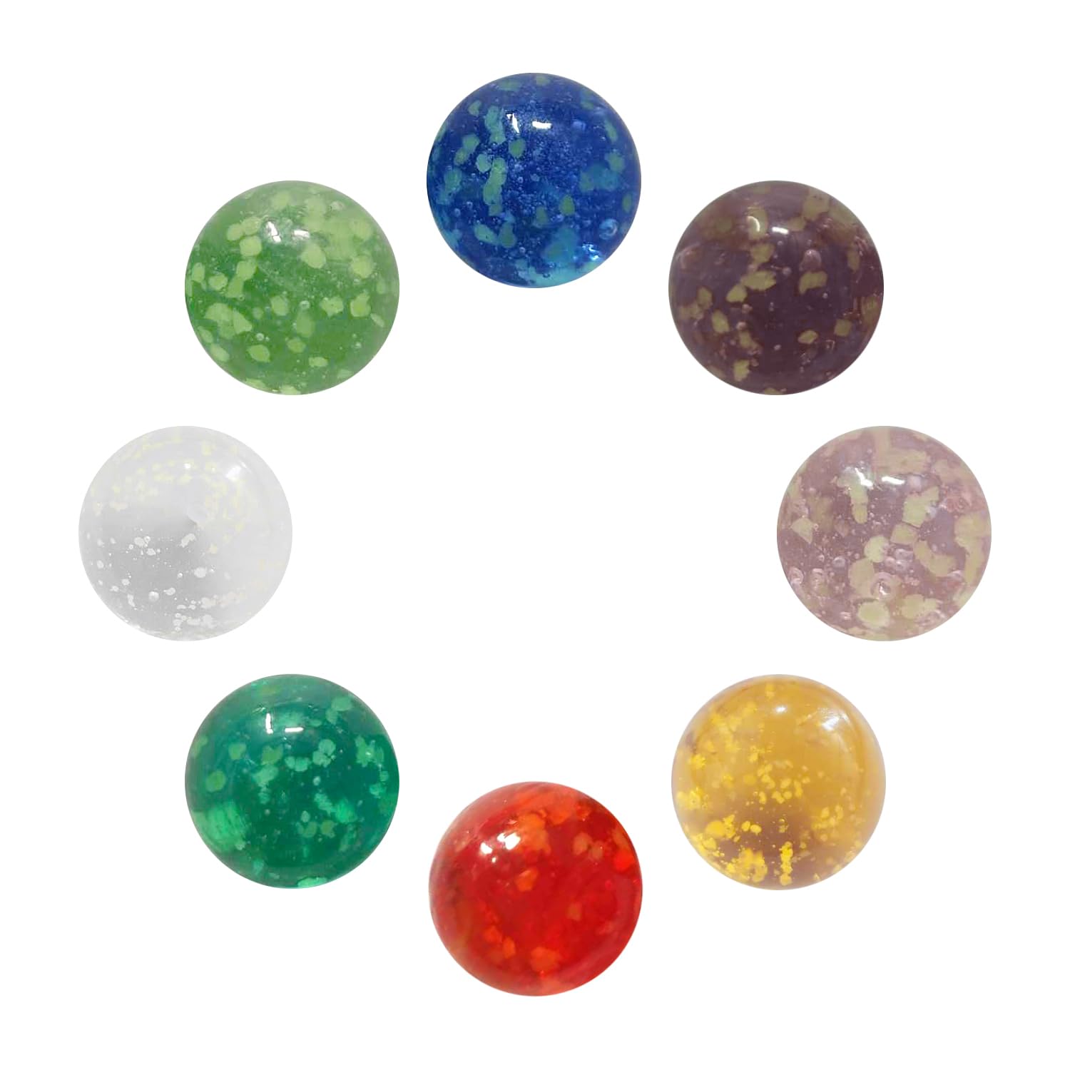 Rumyve 8pcs Glass Luminous Marbles, Colorful Speckled Marble Balls for Games, DIY Projects or Home Decor
