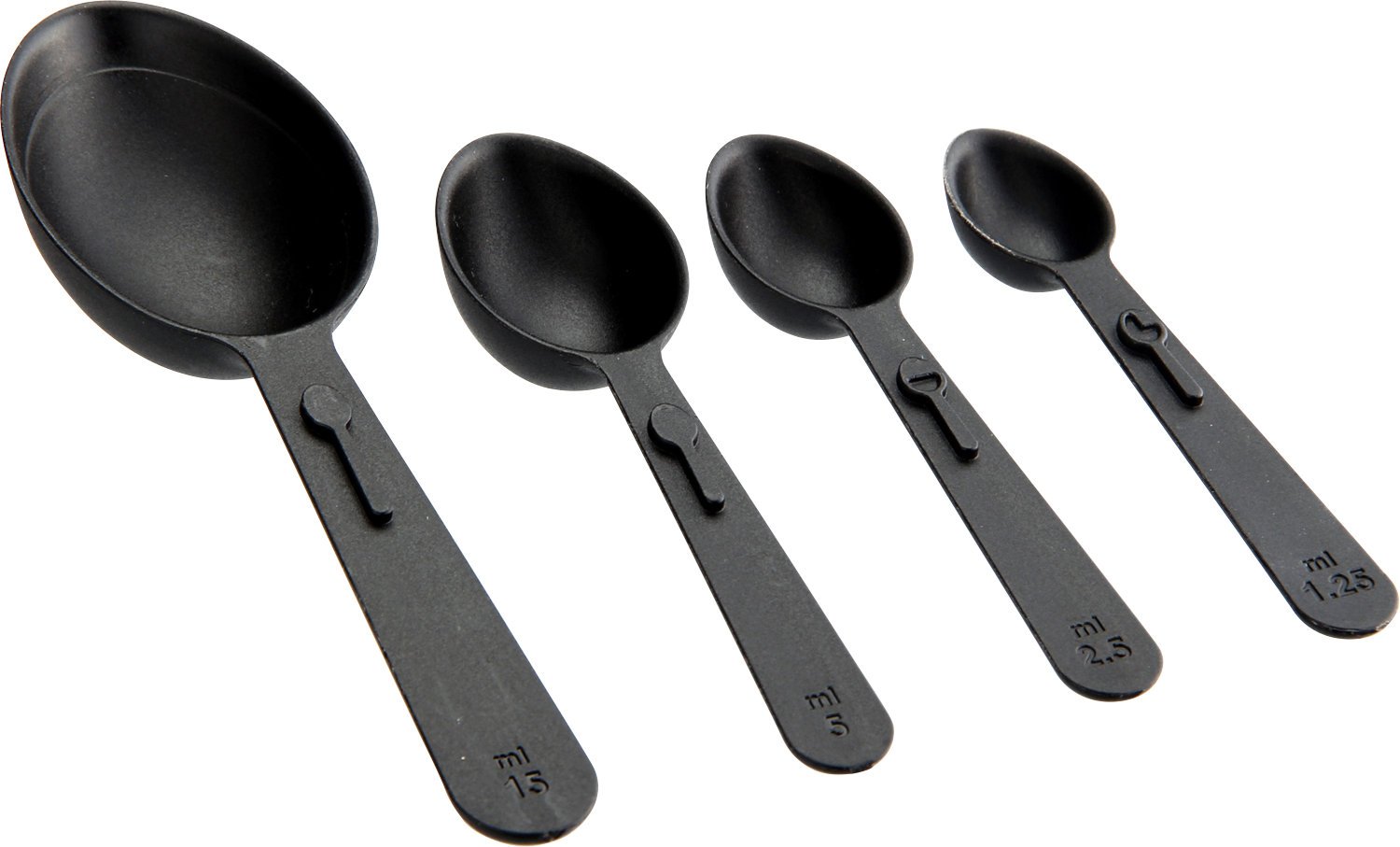 FACKELMANN Measuring Spoons Set of 4 Plastic Black Approx. 9-13.5 cm.