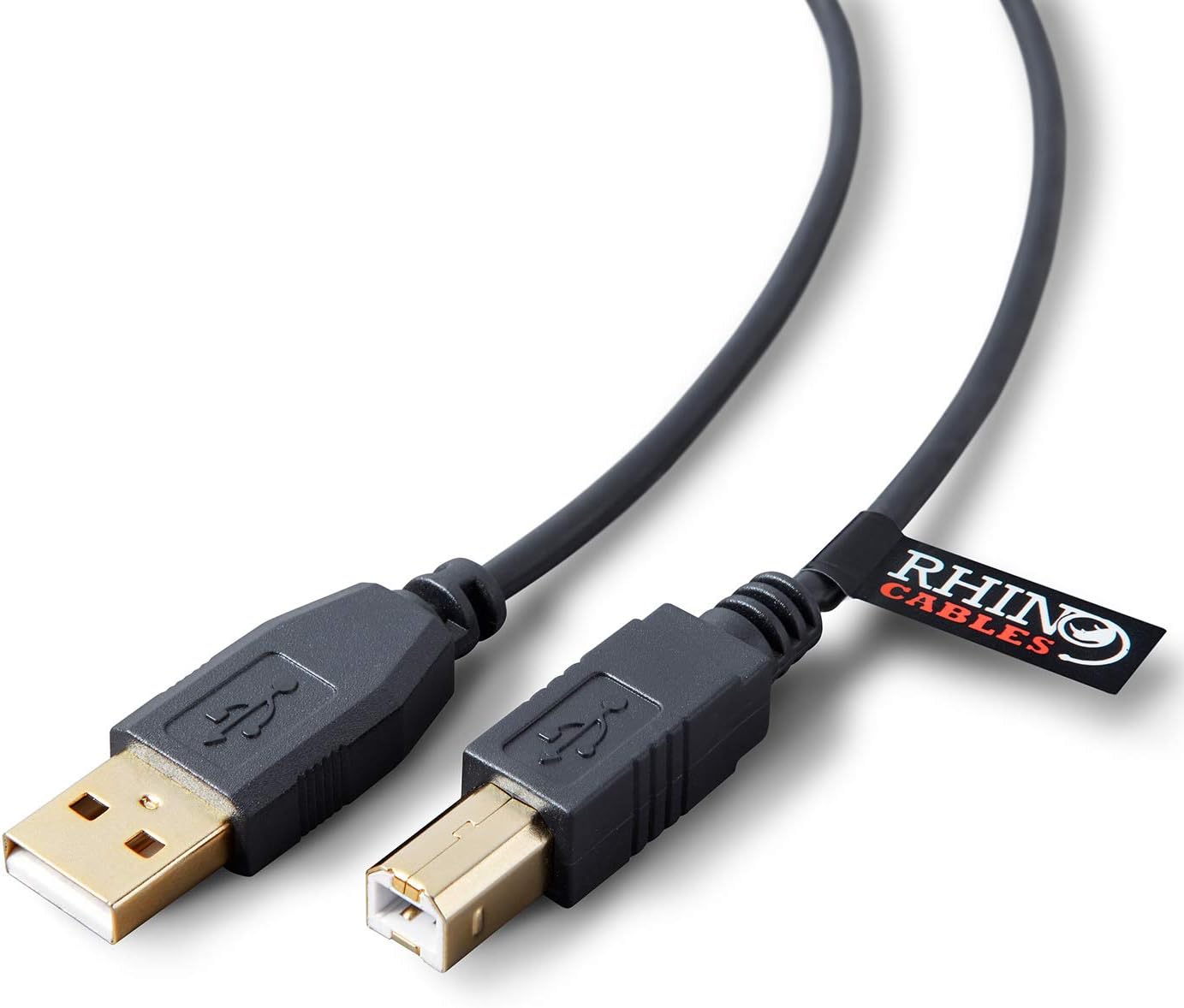 rhinocables USB 2.0 Printer Cable, Gold,Black, 0.5m
