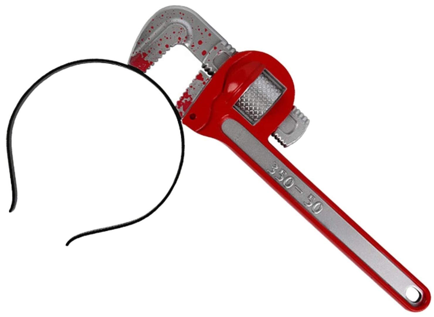 Halloween Scary Headband Fake Plastic Through Head Bleeding Knife Scissors Weapon Funny Costume Accessory (Bloody Pipe Wrench)