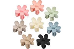 8PCS Flower Claw Clips, Hair Claw Clips for Thick Hair, Matte Non Slip Hair Clips Strong Hold for Women Girls, Large Cute Hai