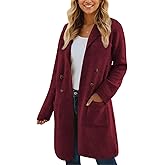 VIMPUNEC Fall Long Cardigan Sweaters for Women Trendy Open Front Coats Knit Winter Jackets Coatigan