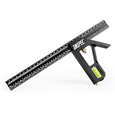 UNIPEC Combination Angle Square, 12-Inch Metric &amp; Inch Ruler | Horizontal Bubble Level, 1mm and 1/16" Hole Spacing, Precision Multi-Purpose Measuring Tool, For Woodworking &amp; Metalworking