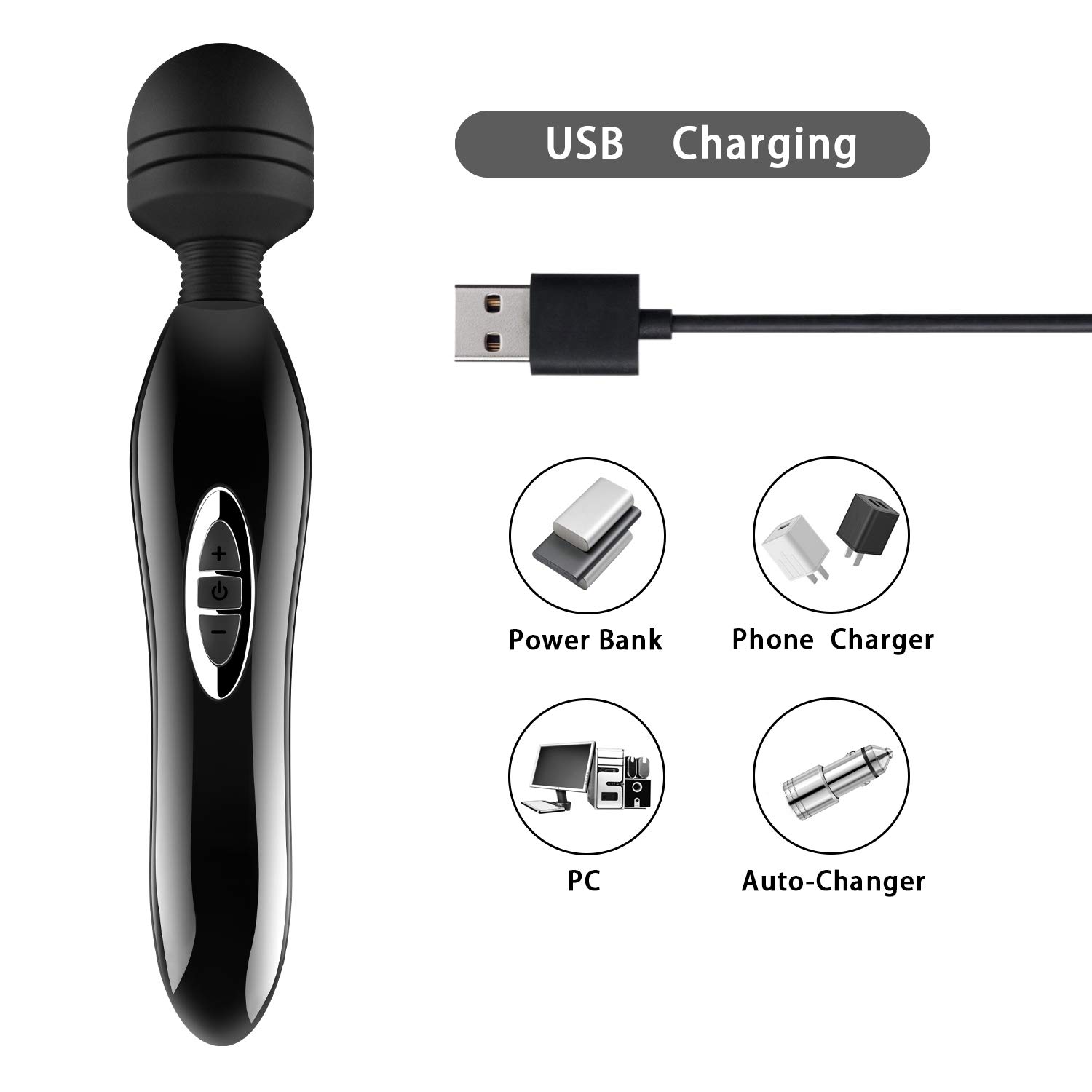 Cordless Wand Massager,Rechargeable Electric Massage Stick for Deep Muscles Pain Relief (Muscle Aches & Personal Sports Recovery)