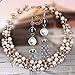 QIYUN.Z Multi-Row Strand Pearl Beaded Torsade Bib Choker Collar Necklace Earrings Set