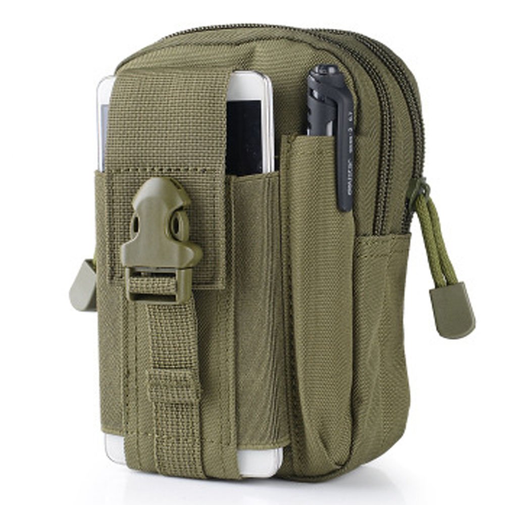 FiveloveTwo Small Hiking Waistpacks Multi-Purpose Poly Tool Holder EDC Pouch Waist Bag Military Nylon Utility Tactical Molle Pack Camping Pouch Army Green