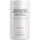 Codeage Grass Fed Beef Kidney Supplement - Freeze Dried, Non-Defatted, Desiccated Glandular Nutrition Bovine Pills - Pasture 