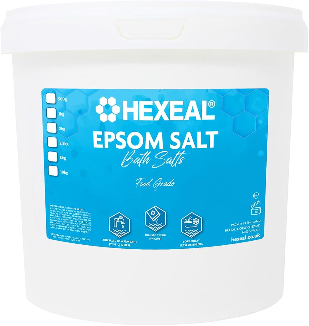 Hexeal Epsom Salt 5kg – Food Grade Magnesium Sulphate for Bathing & Gardening
