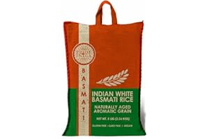 Pride Of India - Extra Long Indian Premium White Basmati Rice, 5 Pound (2.26 Kilo) Reclosable Bag - Naturally Aromatic, Aged,