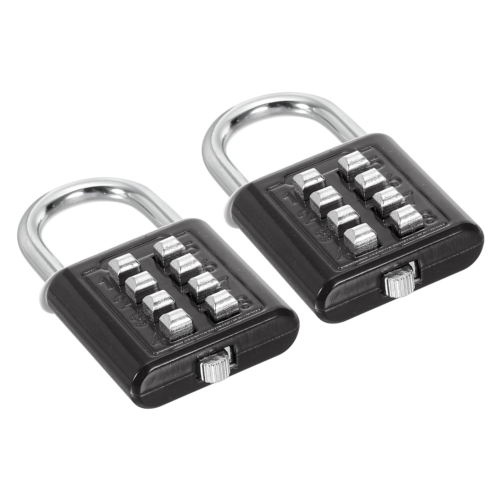 PATIKIL 8 Digit Button Combination Padlock, 2 Pack 4 Position Locking Mechanism Push Button Security Digital Lock for Gym Sports Locker Cabinet Toolbox, Black