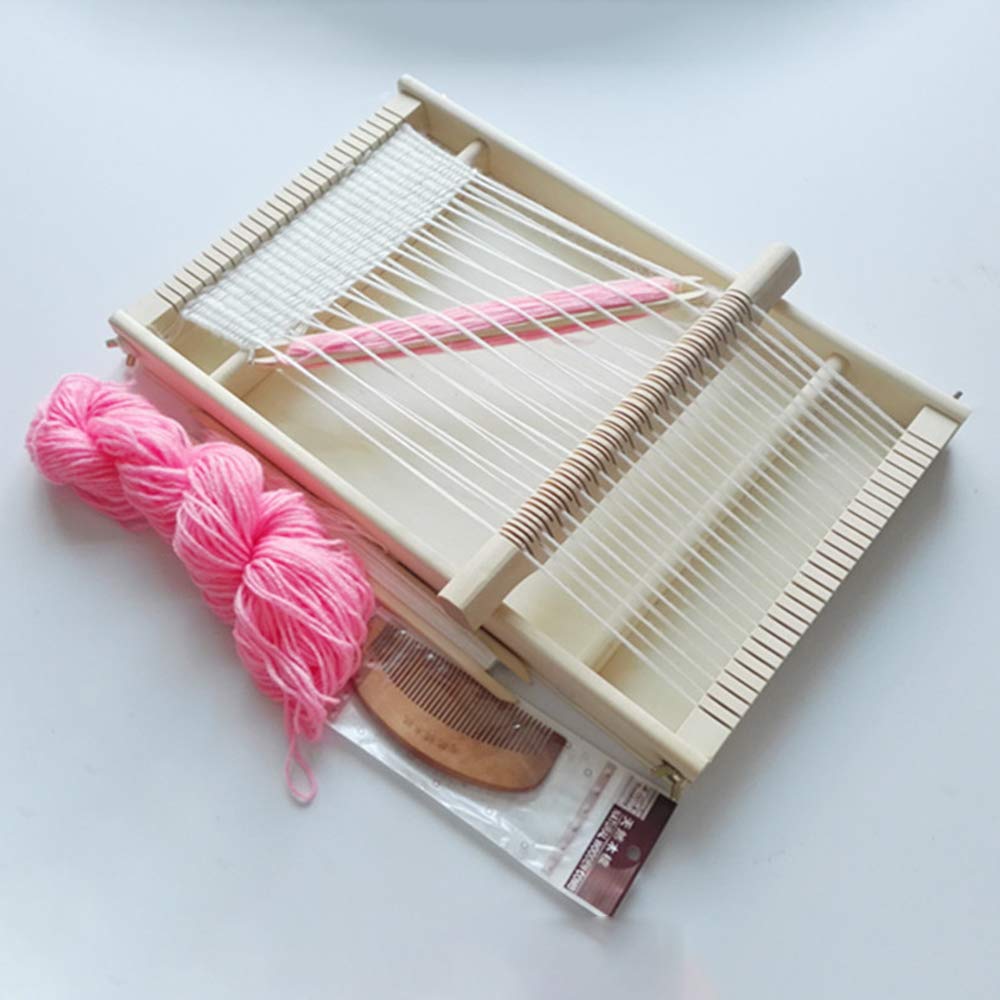 tooloflife Warp Loom, DIY Weaving Loom for Kids, Complete Multi-Craft Weaving Kits Craft Toy Set Wooden Knitting Loom for Beginner (40x25 CM)