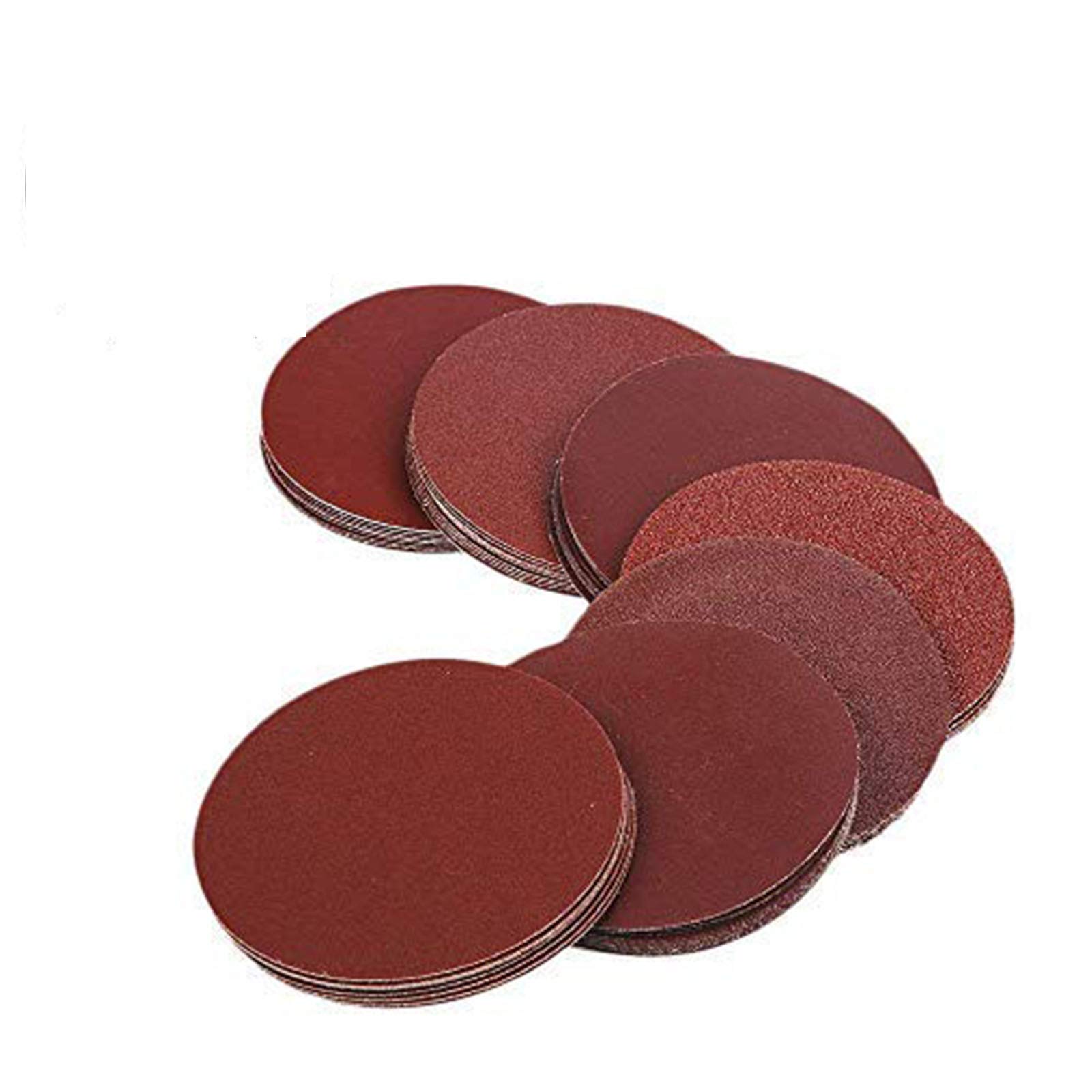 OxoxO 5 Inch Sanding Discs NO-Hole Hook and Loop 40 60 80 100 120 Grit Sandpaper Aluminum Oxide Random Orbital Sander Pads (50-Pack)