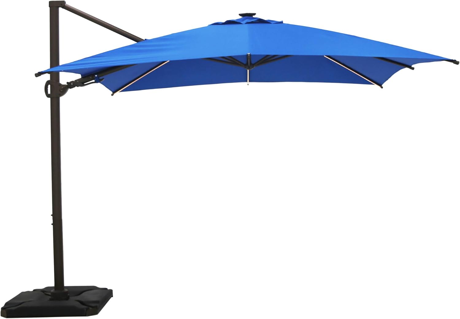 Amazon Com Abba Patio Solar Led 10ft Rectangular Patio Offset Hanging Umbrella 360 Rotating Outdoor Cantilever Umbrella With Crank Base Weight For Garden Deck Backyard Pool Blue Garden Outdoor