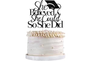 Qertesl She Believed She Could So She Did Cake Topper,2024 Graduation Cake Topper,Graduation Decorations for Girls,2024 High School/College/University Graduation Party Decoration Supplies. (black)