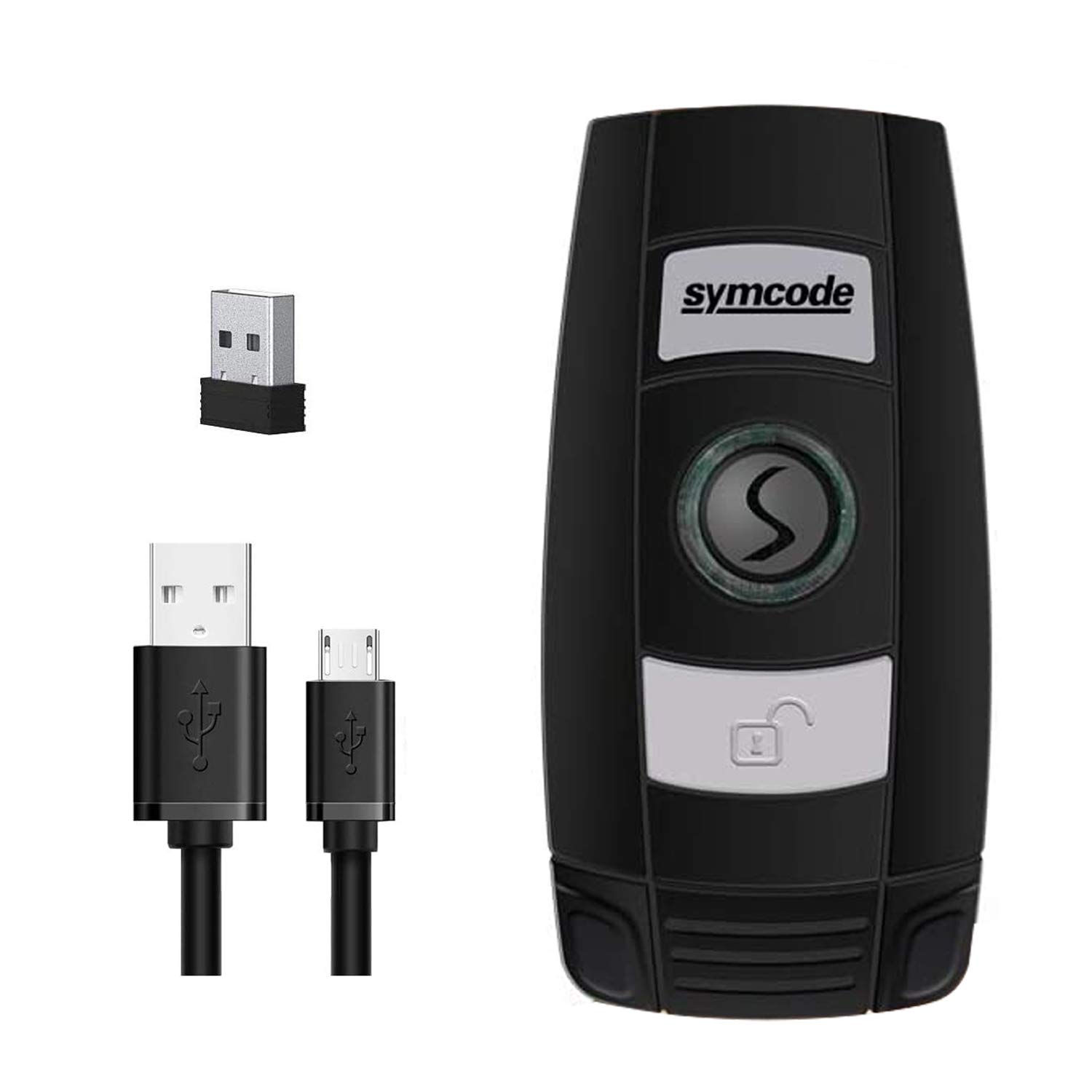 QR Wireless Bluetooth Barcode Scanner,Symcode 1D 2D QR Portable Mini Handheld Barcode Reader Scanner for POS/Android/iOS/iMac/ipad