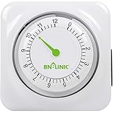 BN-LINK 12 Hour Indoor Mechanical Accurate Countdown Timer, 3-Prong Grounded Outlet, 15 Minute Increments, Energy Saving for