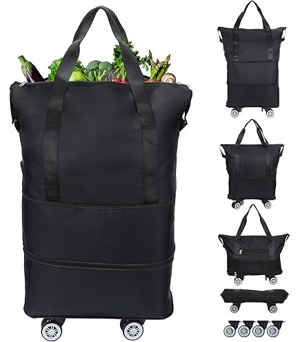 TOJNMAKE Reusable Grocery Bag On Wheels, Shopping Trolley, Rolling