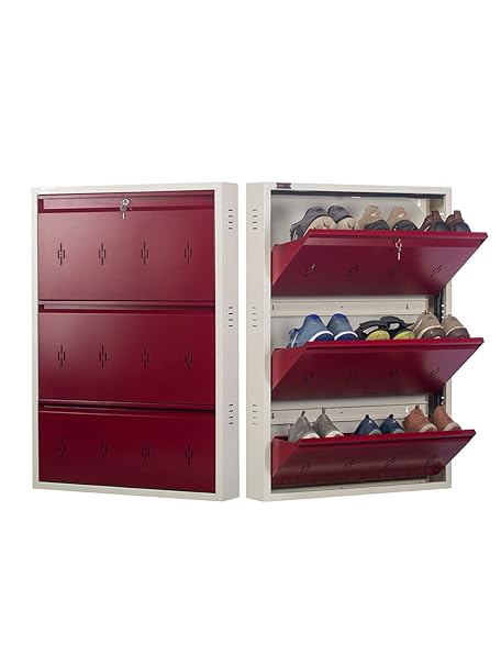 World Slimest DNS Metal Shoe Rack Size:Height 41x Width 29x Depth 5(Inches) Maroon