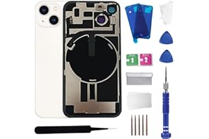 ZNZHKR 14 Plus Back Glass Replacement With Wireless Charging Flex Cable and Camera Frame All Parts for iPhone 14 Plus(6.7Inch,Starlight) Replacement of equipment Waterproof Tape