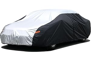 XicBoom Sedan Car Cover, 210T Waterproof All Weather Outdoor, Full Car Cover, Sun Rain Snow UV Protection with Zipper, Fit Se