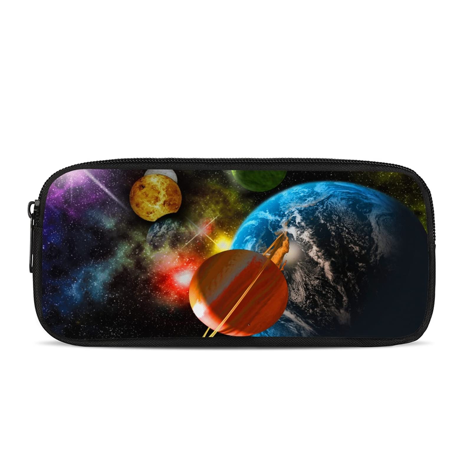 Wanyint Galaxy Star Solar System Pen Pouch Cow Earth Pencil Pouch for Women School College Office Organizer Holder for Boys Girls Soft and Durable