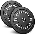Olympic Rubber Bumper Weight Set - 2 Inch Barbell Plates for Home Gym Strength Training