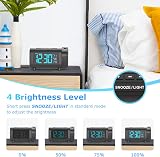 LIORQUE Projection Alarm Clock FM Radio VA Display Dimmer Snooze USB Charger view 3